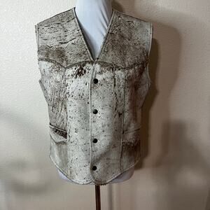 Vintage Pioneer Wear Genuine Leather Suede Sherpa Lined Vest Mens 40